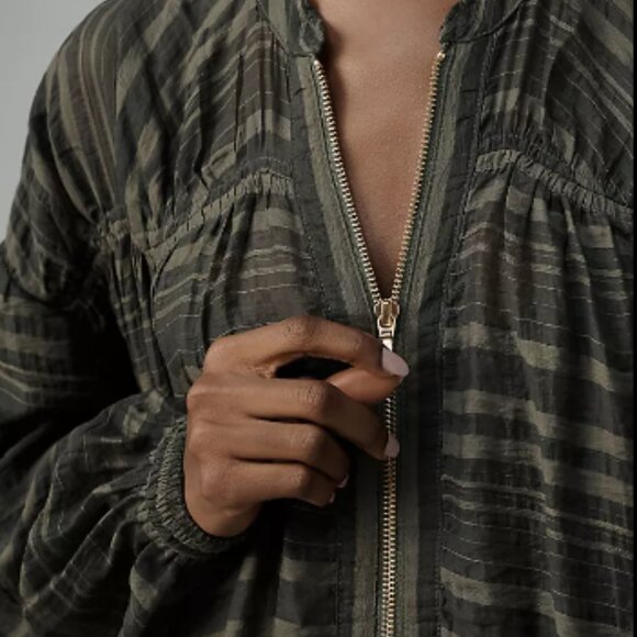 NWT Anthropologie Long-Sleeve Zip-Front Mini Dress XS/Oversized - Picture 3 of 10